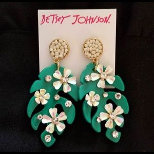 Betsey Johnson LEAF FLOWER EARRINGS